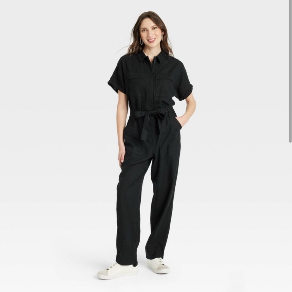 Universal Thread Linen Boiler Suit Black